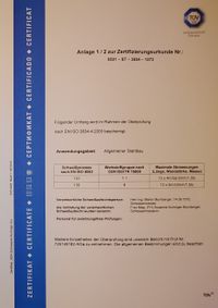 Anlage zu EN-3834 Zertifikat